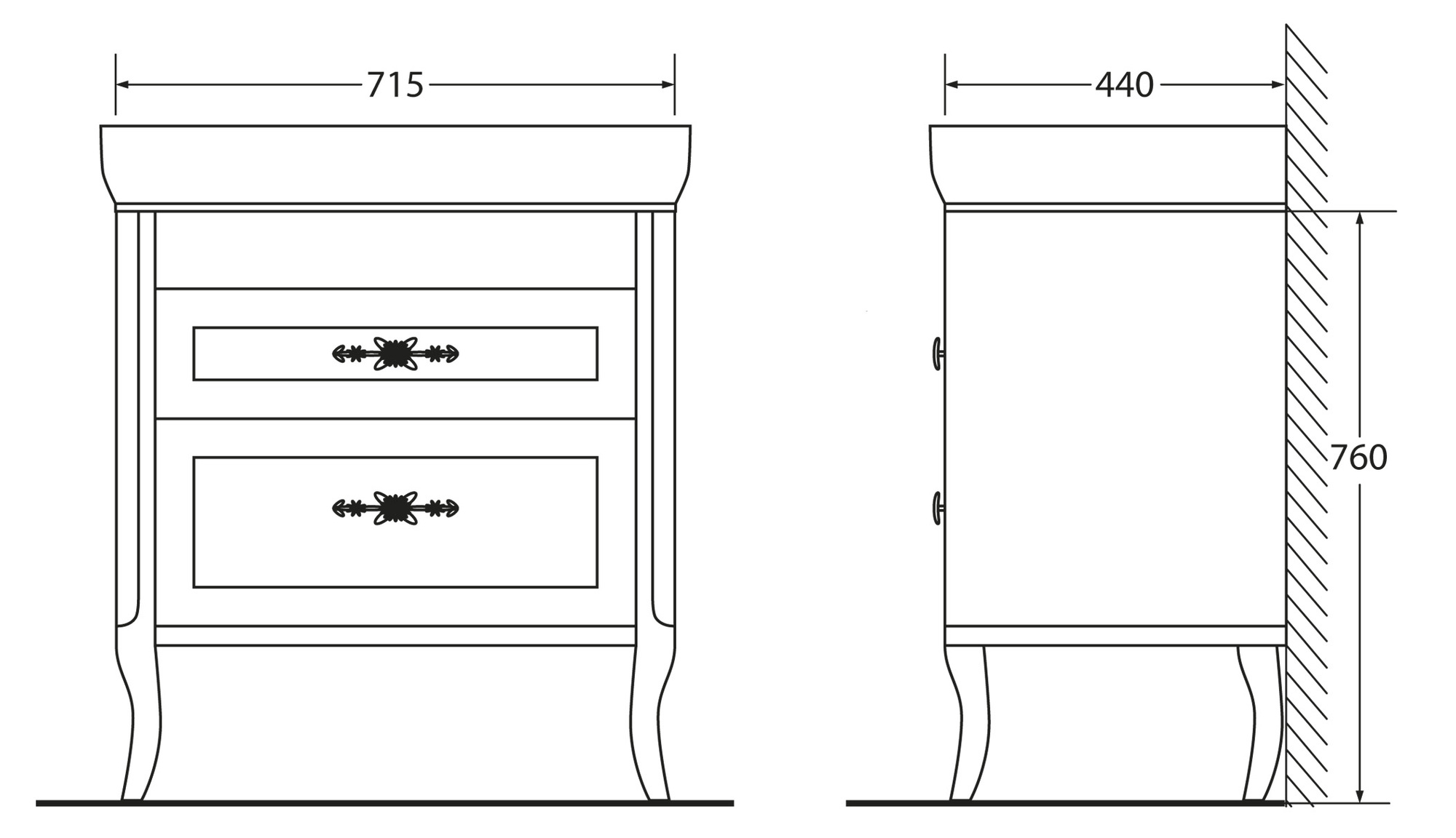 Мебель для ванной BelBagno PRADO-800-2C-PIA2-BL  - Вид №4