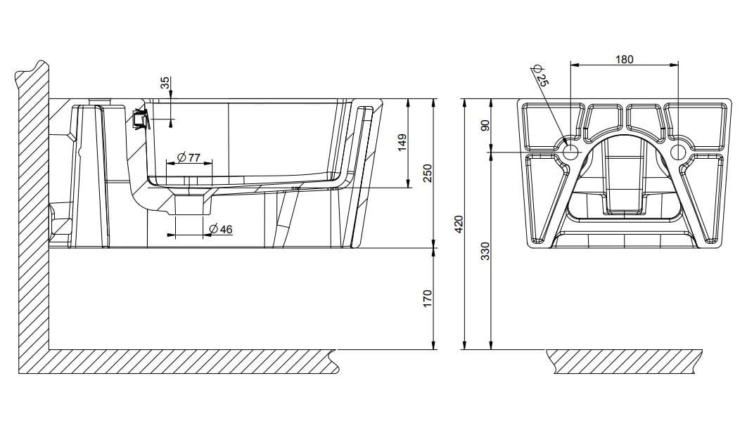 Керамическое подвесное биде с переливом Gessi прямоугольник ARCH-00054051 - Вид №2