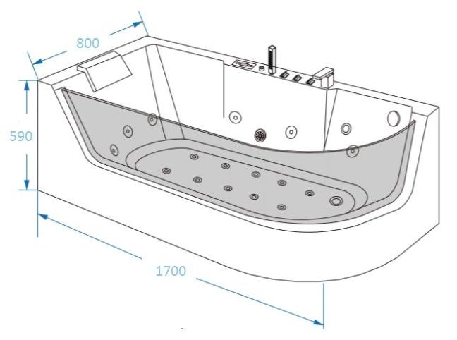 Ванна гидромассаж. GR-17000L (80x170x59) GROSSMAN  - Вид №1