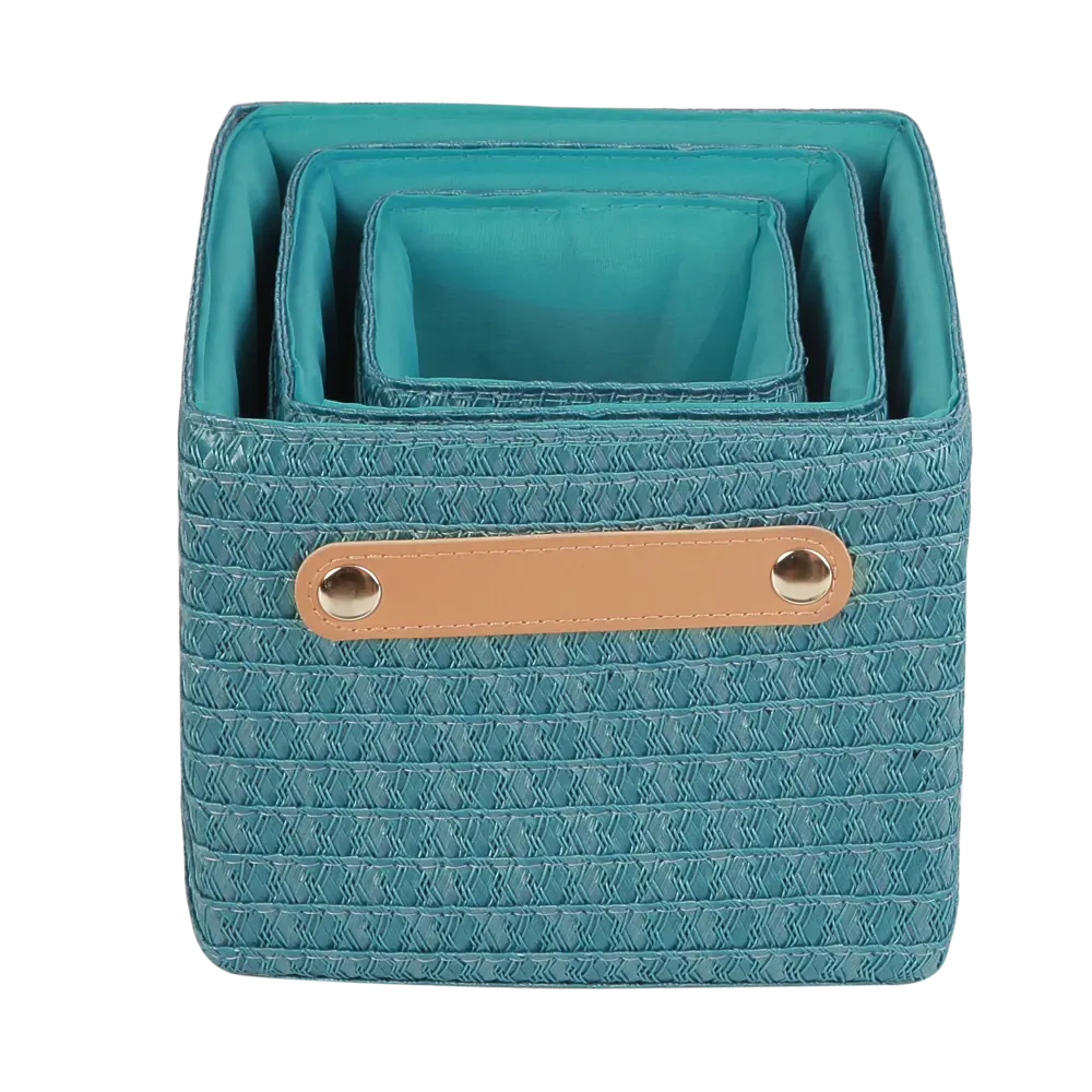 Набор корзин Sensea Paille 19x16x24.5 см цвет бирюзовый 3 шт. 82801797 STLM-2148755 - Вид №1