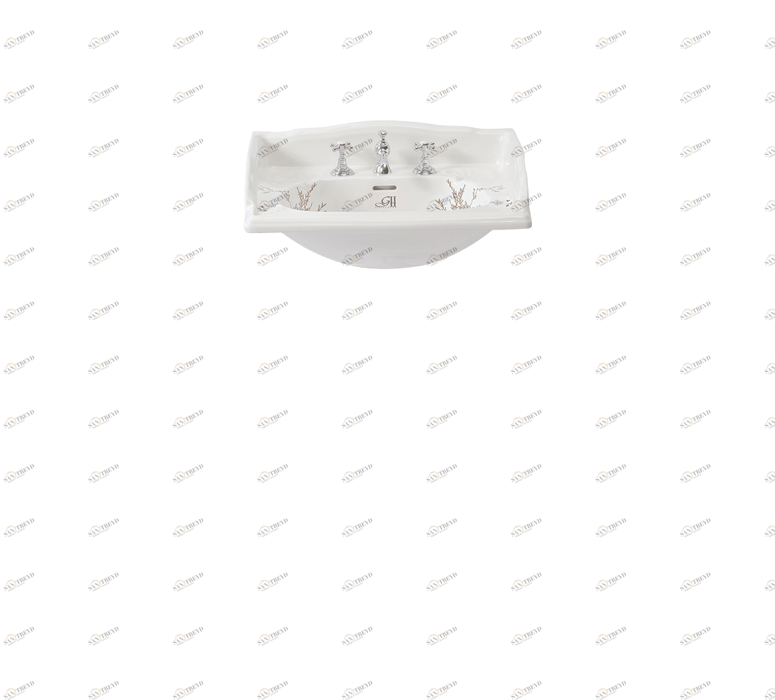 Gentry Home Таз большой белый Victorian Садовый узор GH101246