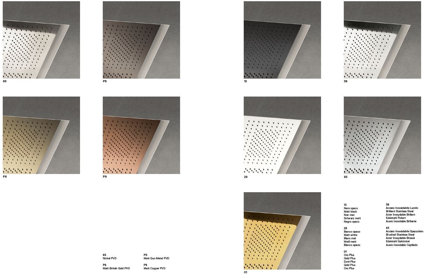 Прямоугольная душевая головка из нержавеющей стали с 2 струями с хромотерапией Fantini Rubinetti Acquafit ARCH-00062511 - Вид №2
