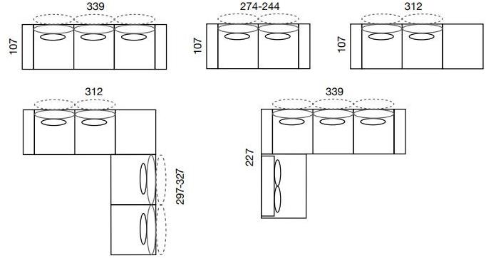 Gobbo Salotti 3-х местный тканевый диван со съемным чехлом с шезлонгом sun-id-1425489 - Вид №1