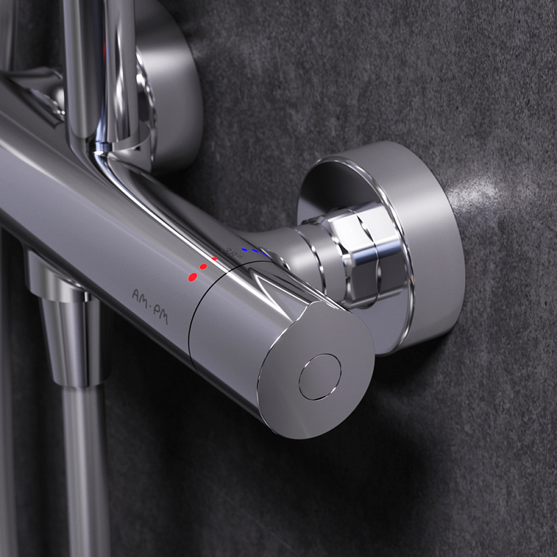 F0790420 душ.система набор: смеситель д/душа с термостатом верхн. душ d 220 мм ручн.душ 3 ф-ц AM.PM Gem - Вид №4