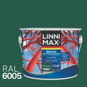 Грунт-эмаль по ржавчине Linnimax Быстросохнущая шелковисто-матовая цвет зеленый 2.5 л