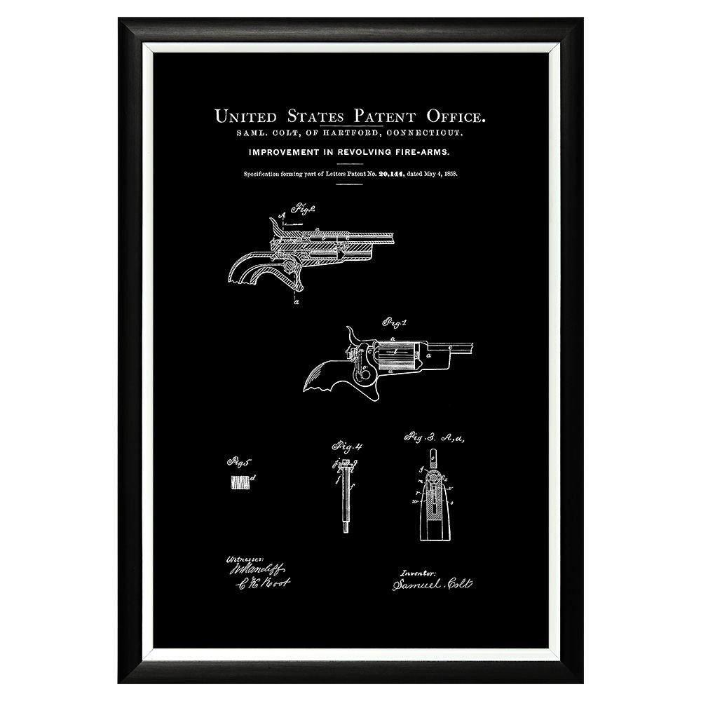 896521397_1818 Арт-постер «Патент Сэмюэла Кольта на конструкцию револьвера» Object Desire 