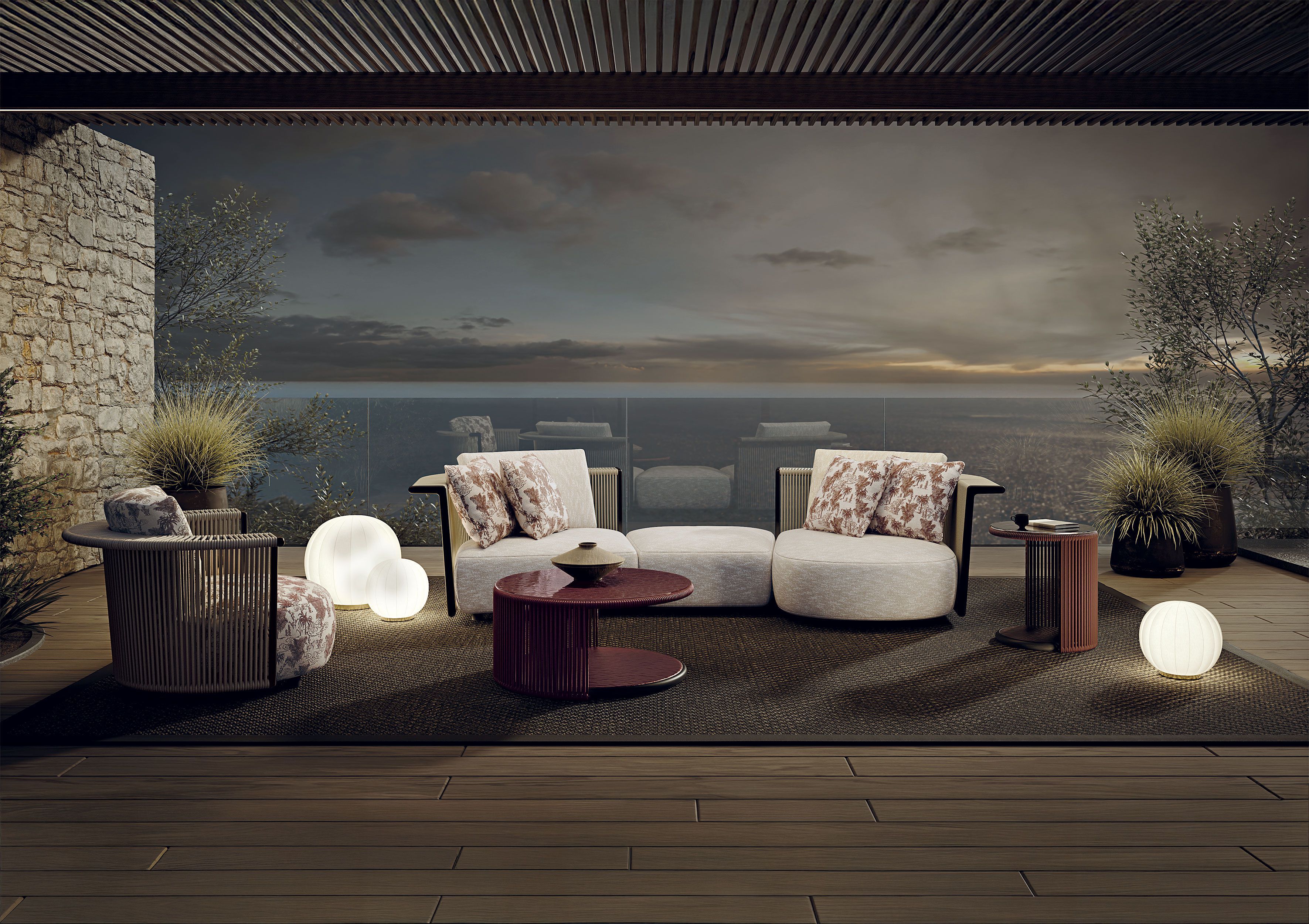 3-местный тканевый модульный садовый диван Longhi курорт ARCH-00015256 - Вид №2