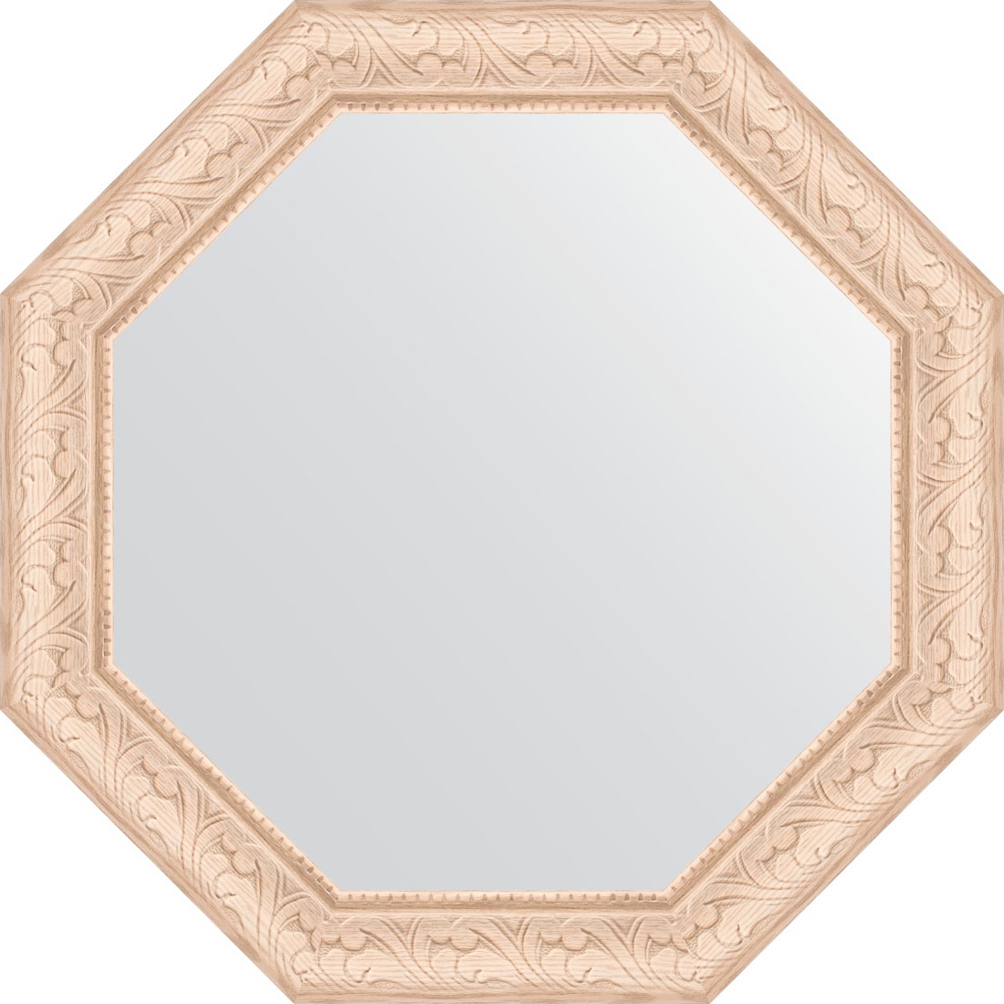 BY 3697 Зеркало в багетной раме - беленый дуб 57 mm EVOFORM Octagon