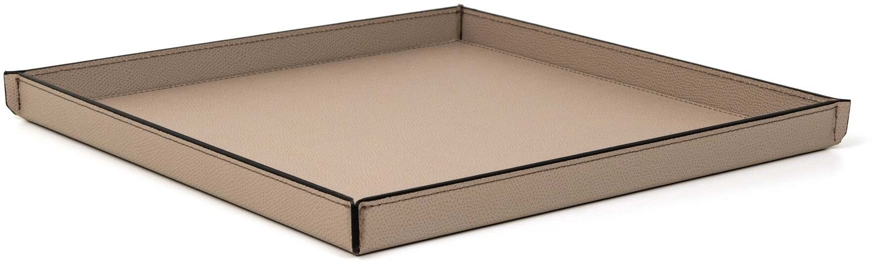 Квадратный поднос Leslie - 30X30XH2,5 см / плетеная кожа_верблюжья