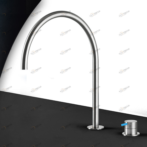 Смеситель для раковины сталь матовая с синей ручкой Toki Radomonte TKI33SCIL26