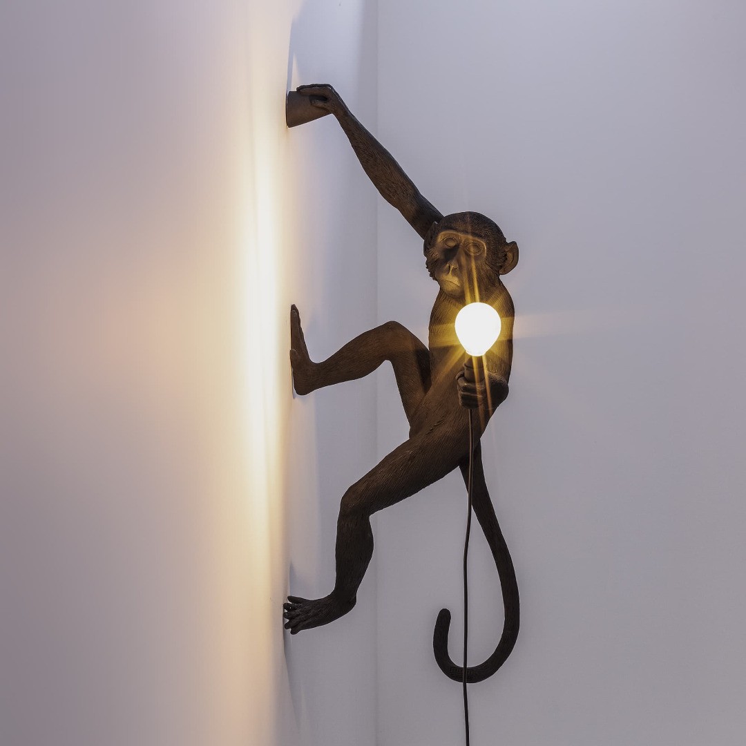 Seletti 14919 DX hang MONKEY OUTDOOR black настенный светильник обезьяна черная ПРАВЫЙ 116694 - Вид №1