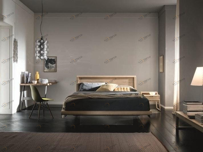 AltaCorte Двуспальная кровать из дерева и стекла Ecolab night Lb-zn7357