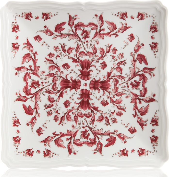 10596247 Richard Ginori Блюдо квадратное 21см "Вавилон" (карминово-красное) Фарфор 