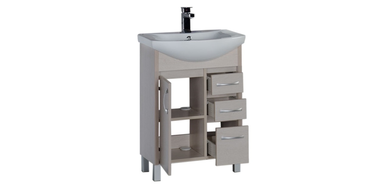 Комплект мебели Aquanet Донна 60 белый дуб (1 дверца 3 ящика) 00168942 - Вид №5