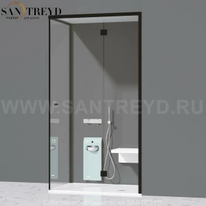 Effegibi FITBOX B Душевая кабина с профилем из черного алюминия. Установка: в правый угол. Размеры: длина 119 см, Дверные петли на стекле FB10020004