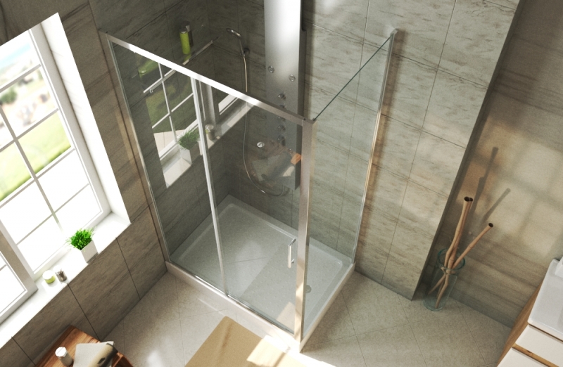 Душевое ограждение (без поддона), одна раздвижная дверь LINE BS120.3101A bravat - Вид №1