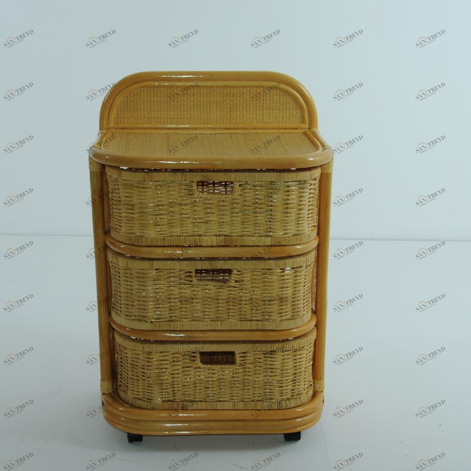 Этажерка с 3 ящиками коричневая из ротанга "Коньяк" VINOTTI  00-3885454 Коричневый 