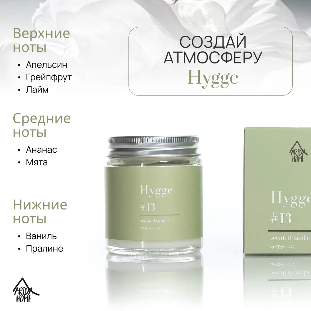 Свеча в стакане ароматизированная Arida Home Hygge N13 Цитрус Юзу 89389527 STLM-2012715  - Вид №2