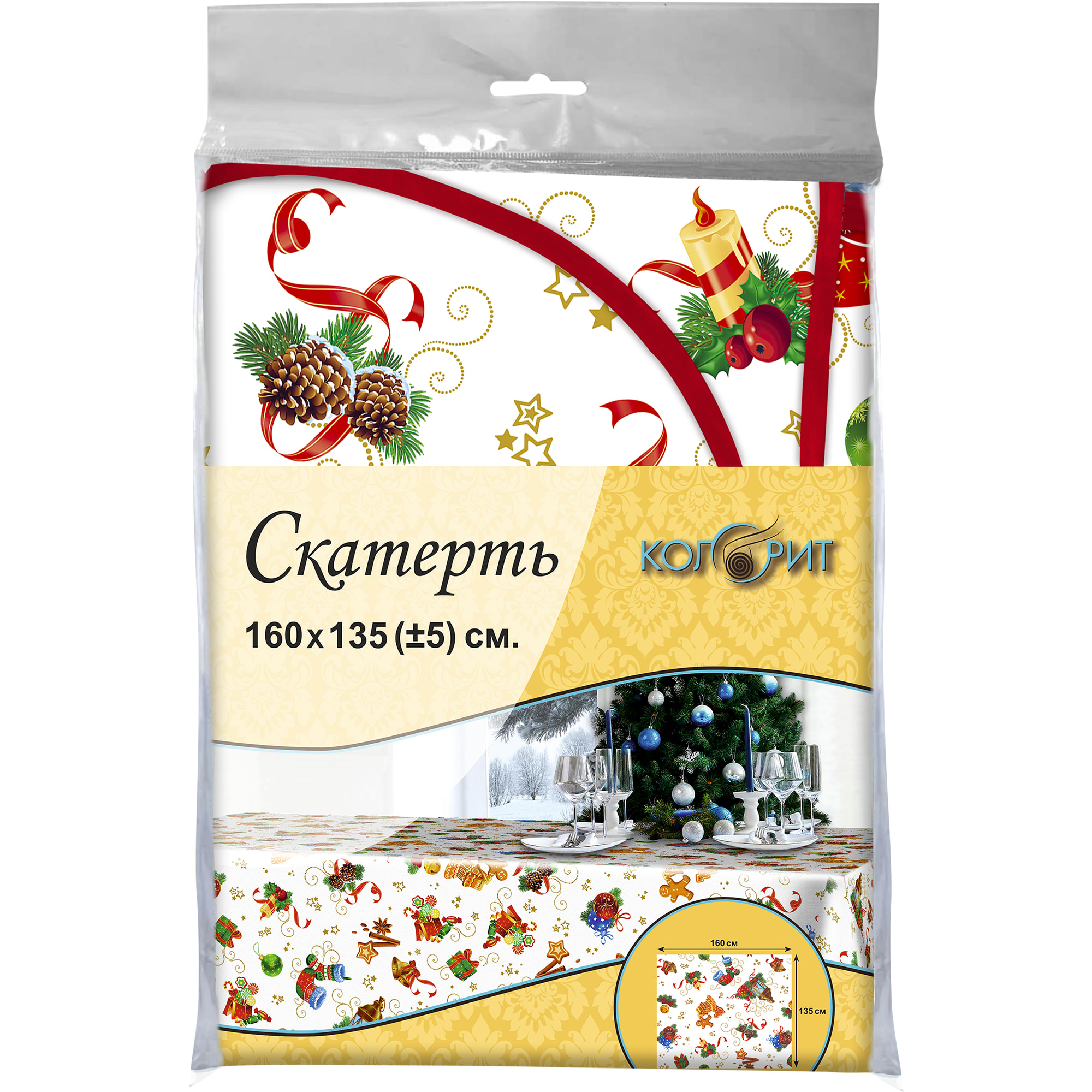 82912666 Скатерть «Новый год», прямоугольная, 160x135 см, цвет белый Мажор Santreyd  - Вид №2
