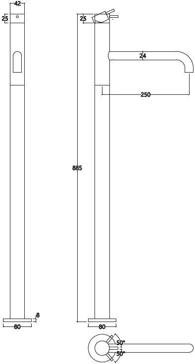 Water Evolution Напольный смеситель для ванны из хромированной латуни Flow sun-id-1477976 - Вид №2