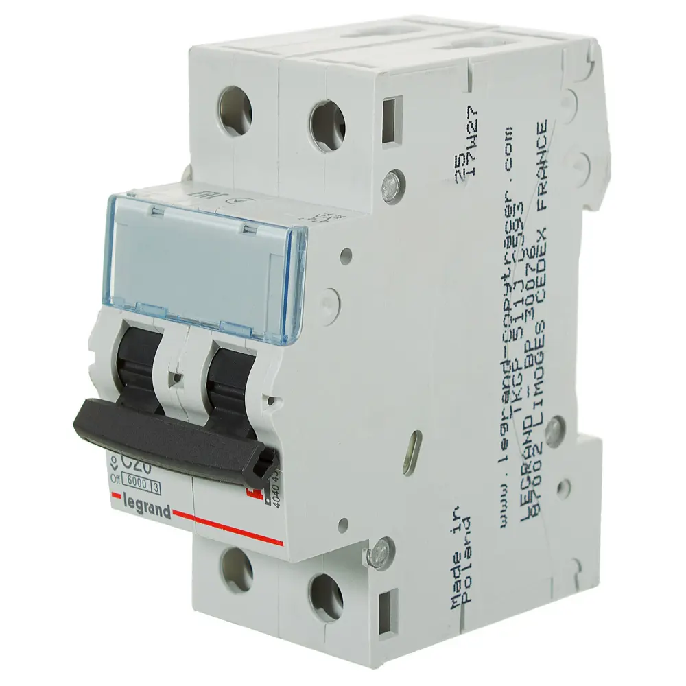 Автоматический выключатель Legrand TX3 2P C20 А 6 кА 15794325 STLM-2156921 