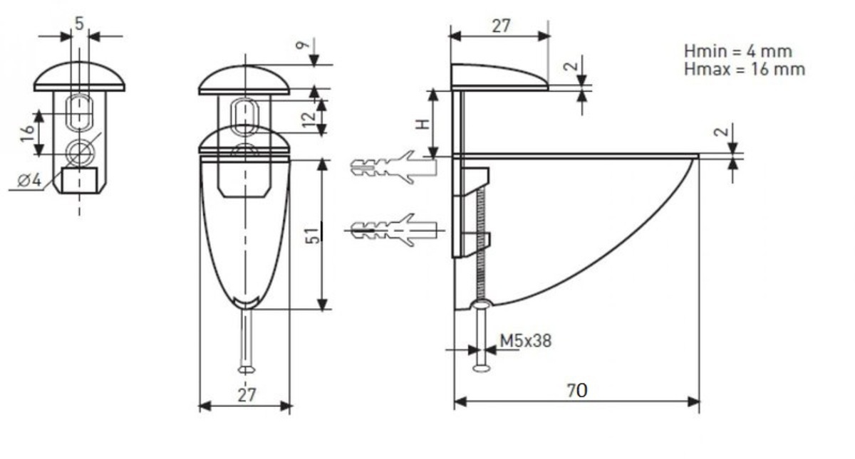 Полкодержатель Jet Пеликан для стеклянных и деревянных полок 89124185 STLM-0078681 - Вид №2