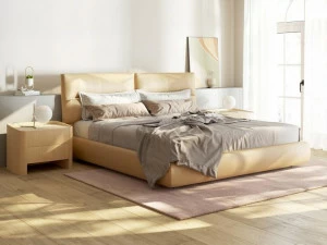 Ersa Двуспальная кровать из кожи с обитым изголовьем Nyks