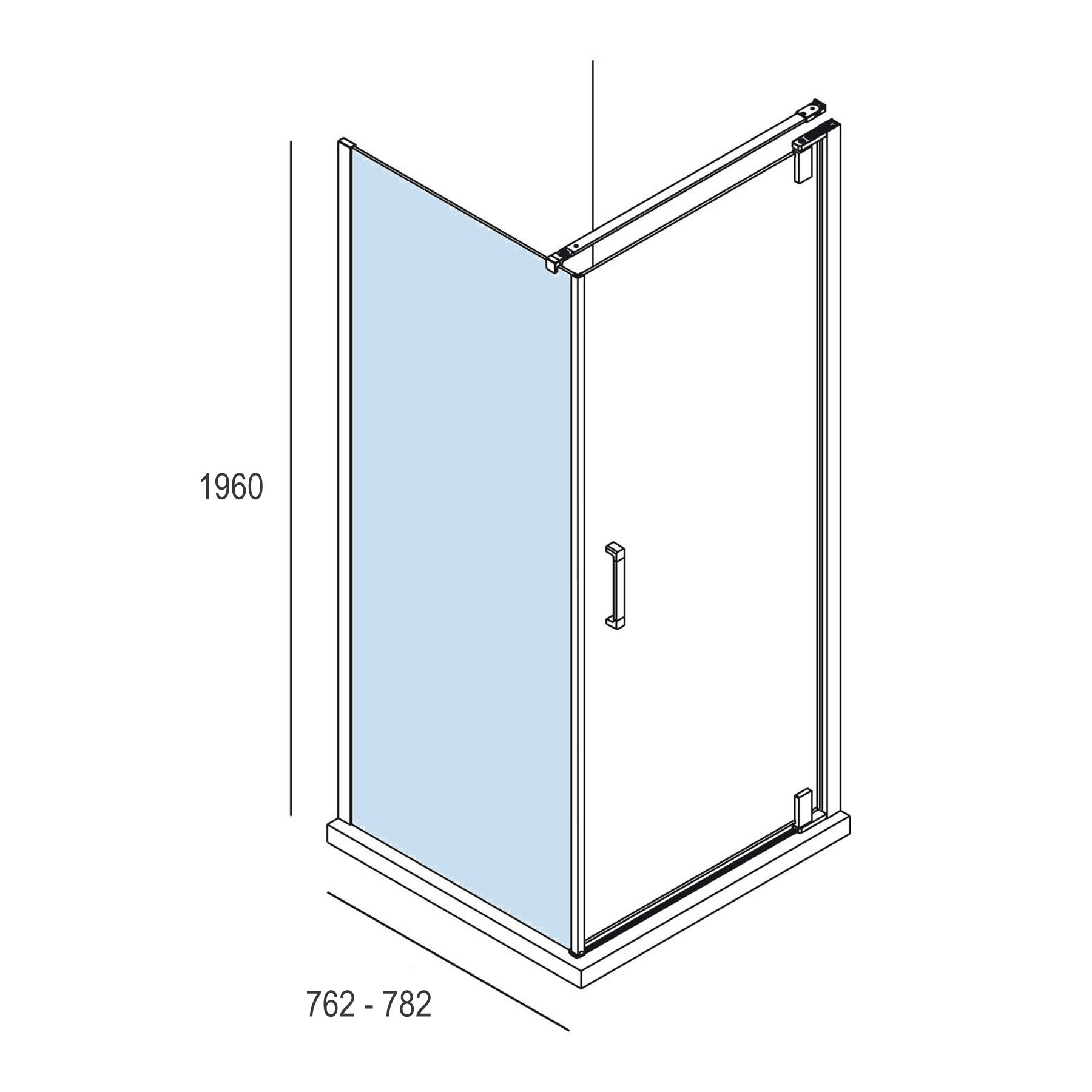 26745 SALGAR Душевая перегородка МАЛЬМО фиксированная боковая Прозрачная 762 - 782 x 1950 мм Malmö - Вид №1