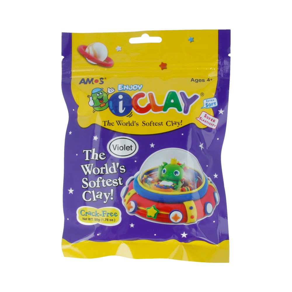 22044 Масса для лепки iClay в пакетиках 50 г фиолетовая AMOS 