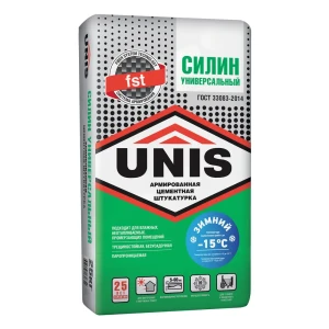 Штукатурка цементная Unis Зимний силин универсальная 25 кг