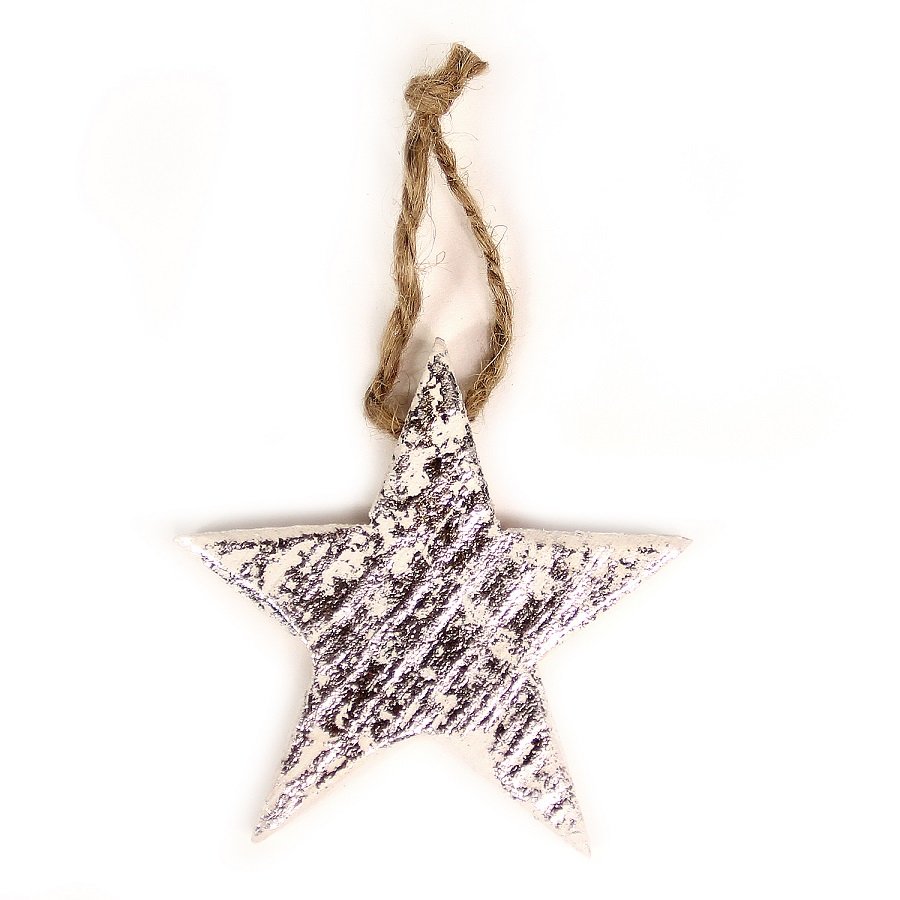 Набор елочных украшений деревянных в подарочной коробке "Звезды, ели, сердца серебряные" Silver star ENJOYME  253087 Серебро  - Вид №6