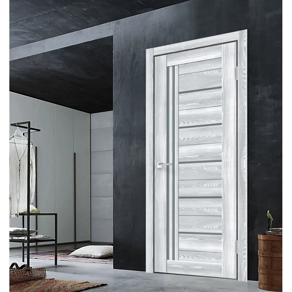 Дверь межкомнатная Новара остекленная вертикальная ПВХ ламинация цвет ривьера айс 80x200 см (с замком и петлями) 89160861 STLM-2176702 VELLDORIS  - Вид №5