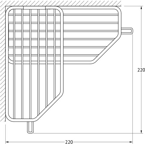 RYN 013 Полочка-решетка с крючками угловая 2-х ярусная 20/20 cm FBS Ryna - Вид №1
