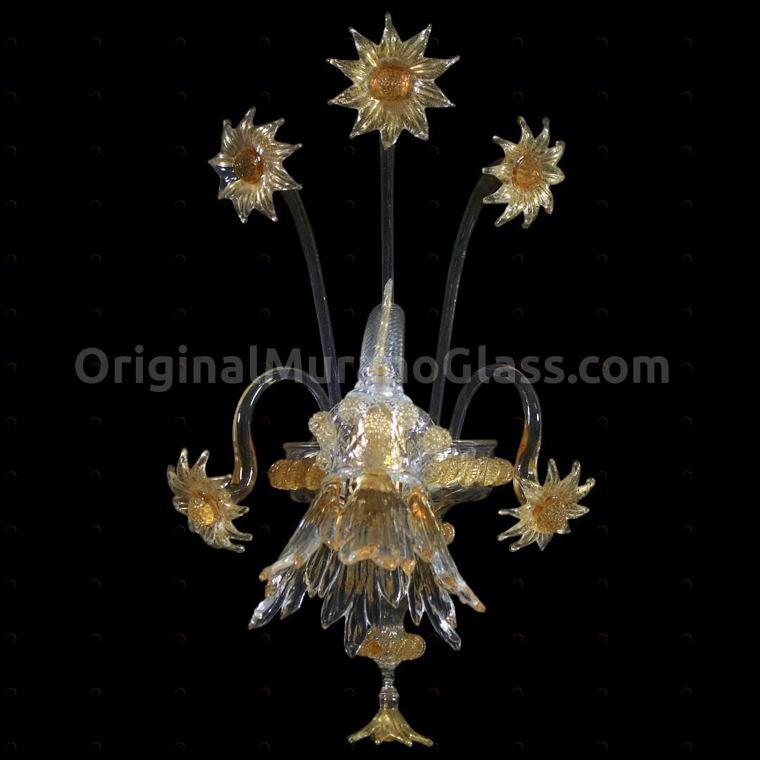1280 ORIGINALMURANOGLASS Настенный светильник Бра Гибискус - Флорал - муранское стекло OMG 20 см CLASSICO