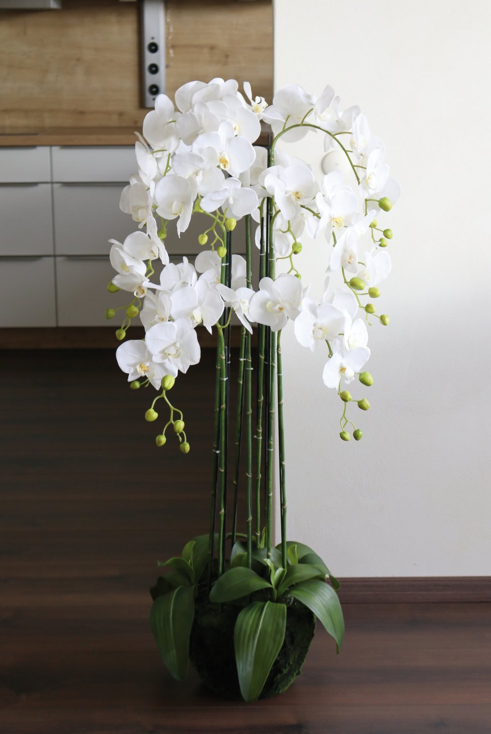 2860 777 a3 Пластиковая орхидея Phalaenopsis с 'почвой', 9-кратная, 120 см, real touch, белая H-andreas  - Вид №5