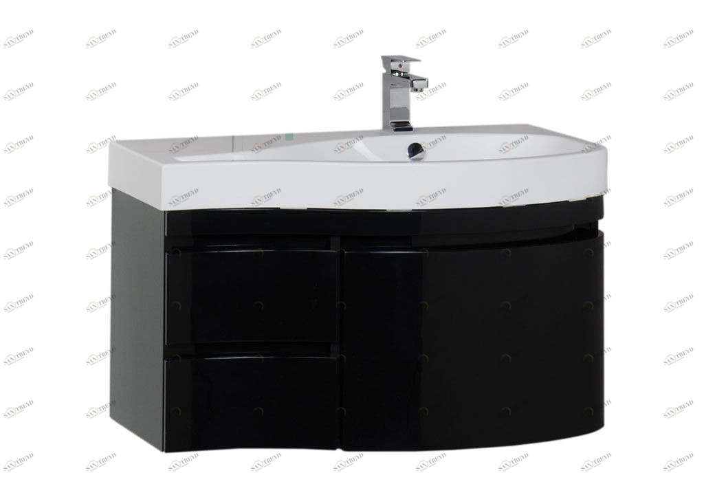 Тумба с раковиной Aquanet Сопрано 95 R черный (3 ящика) 0016966300169396