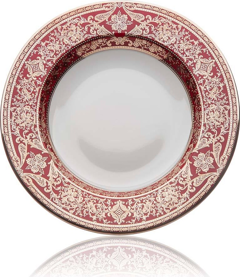 10569294 Haviland Тарелка обеденная 28см "Матиньон" (вишневый, платиновый декор) Фарфор, Керамика 