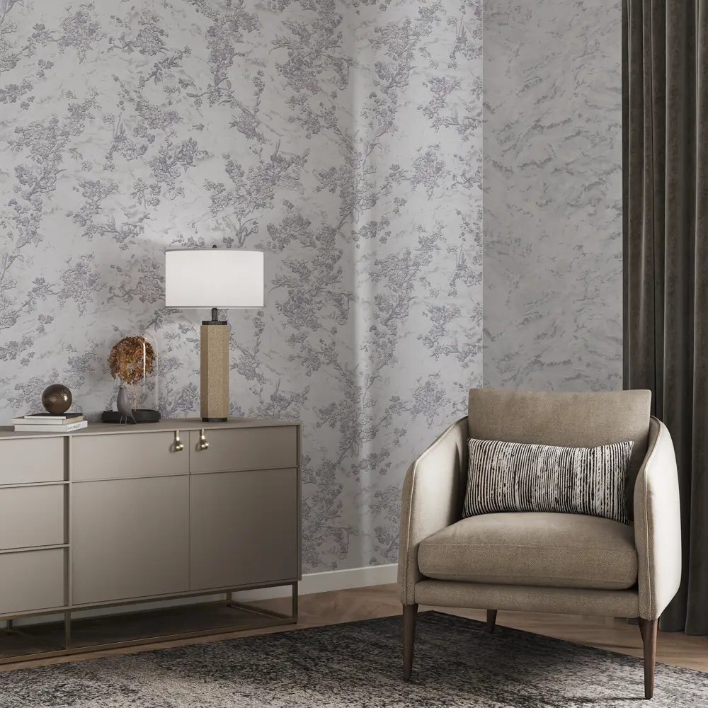 Флизелиновые обои PALITRA PLANET Lili серые с текстурным рельефом 89373828 STLM-0825176 - Вид №4