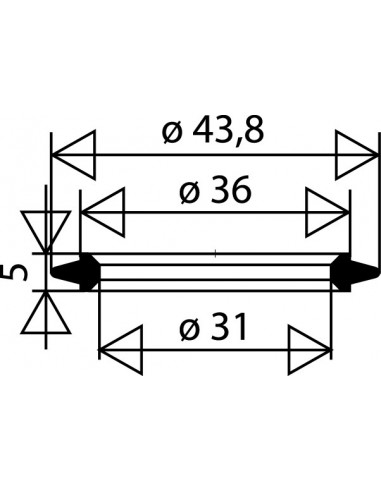 042700 005 01  Манжетное уплотнение для сливного клапана 45 мм, Д. 43,8 x 31 x 5 мм Valentin Чернить  - Вид №2