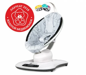 Кресло-качалка детское МамаРу 4.0 серый плюш 4MOMS  322509 Белый;серый