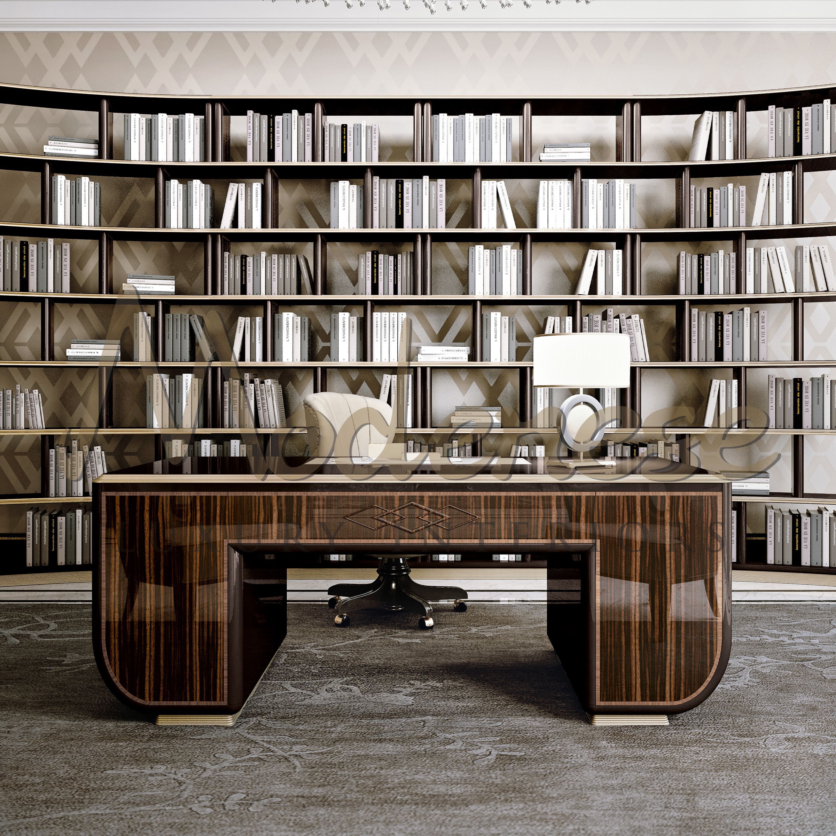 Черный исполнительный стол с ящиками Modenese Luxury Interiors MAKASSAR ARCH-00104958 - Вид №2