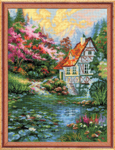 1394 Набор для вышивания Водяная мельница 30 х 40 см RIOLIS Сотвори Сама