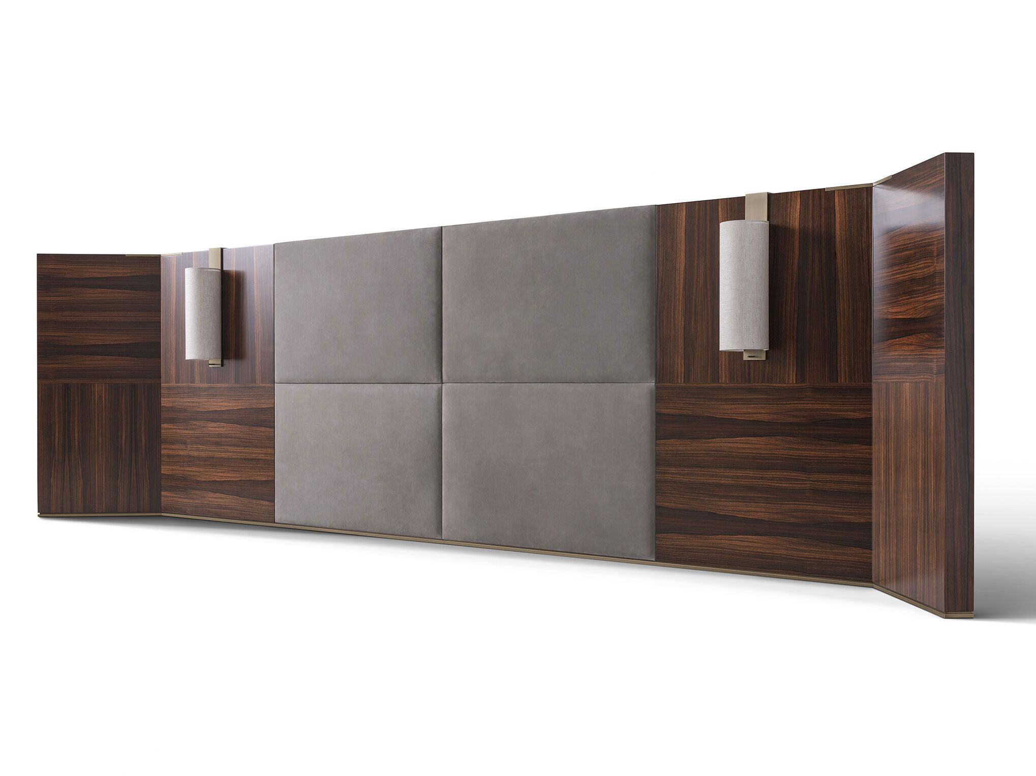 Кожаный и деревянный изголовье для двуспальной кровати OAK Metronome ARCH-00110756