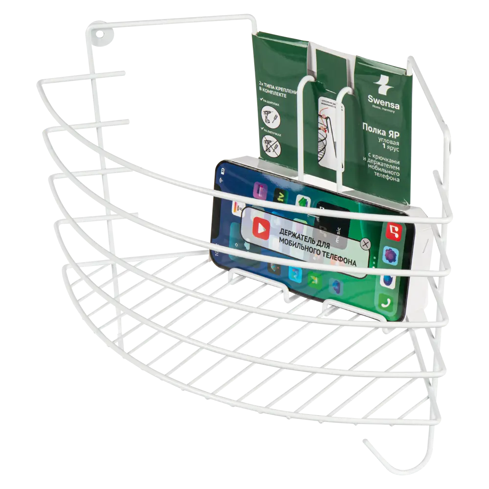 Полка для душа Swensa SWR-30-02-WHT угловая 1 ярус цвет белый STLM-2204036 - Вид №4