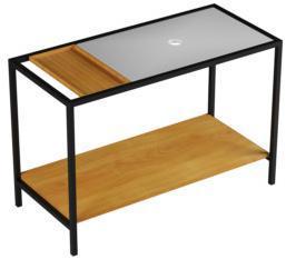 STP 120 01 Мебель для подвешивания и подставки Azzurra ceramica Основание из окрашенного металла в комплекте с изготовленной на заказ полкой с деревянной верхней частью для предметов и деревянной столешницей со встроенным держателем для полотенец HANG&STA