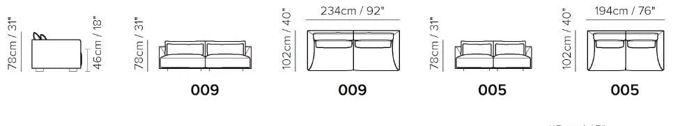 2-местный тканевый диван Natuzzi Italia Long Beach ARCH-00086199 - Вид №4