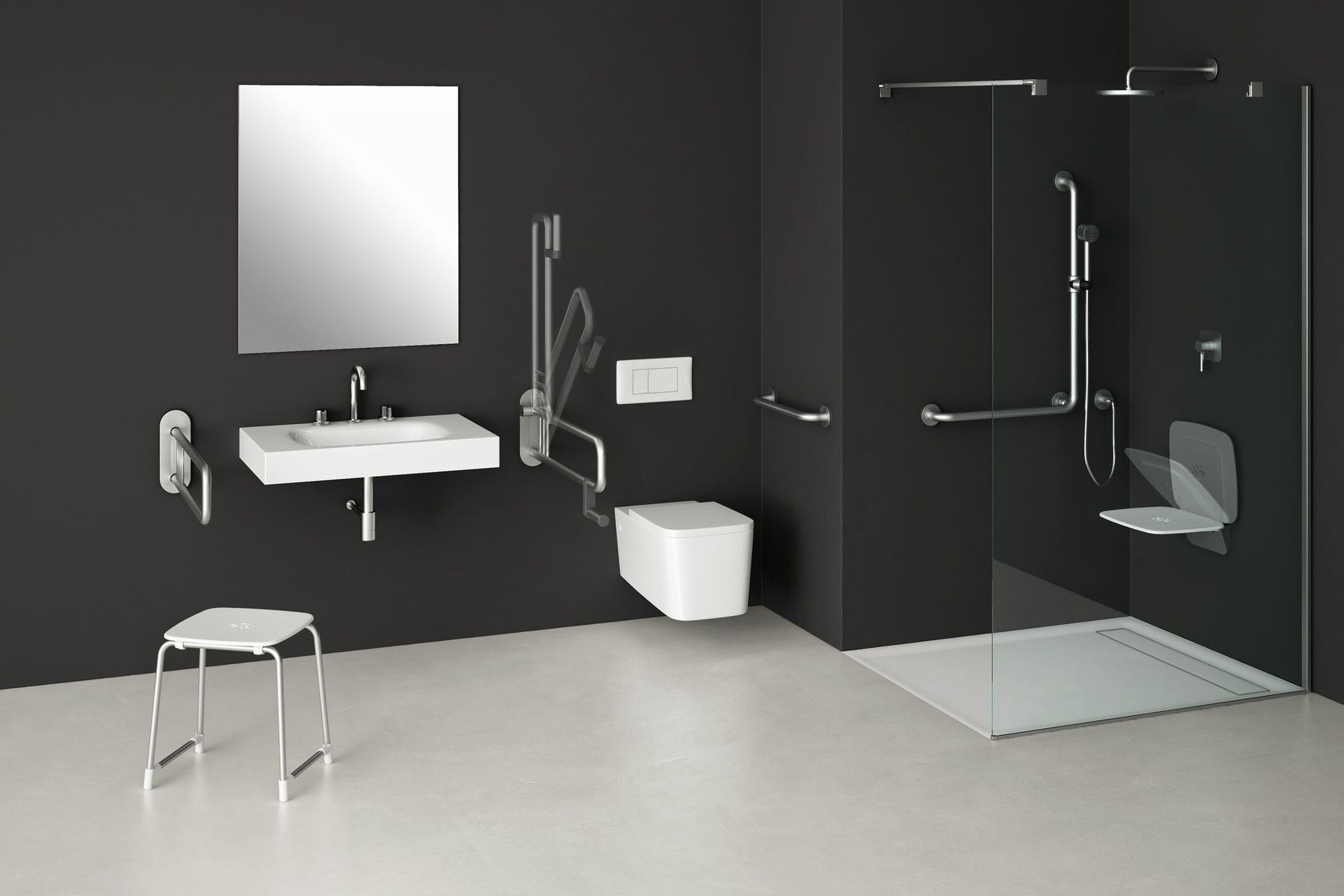 Стальная откидная ручка для ванной комнаты с держателем рулона Provex Industrie 300 ARCH-00147410 - Вид №1