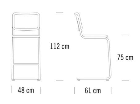 Высокий консольный стул с подставкой для ног THONET S 32 / S 64 ARCH-00113479 - Вид №4