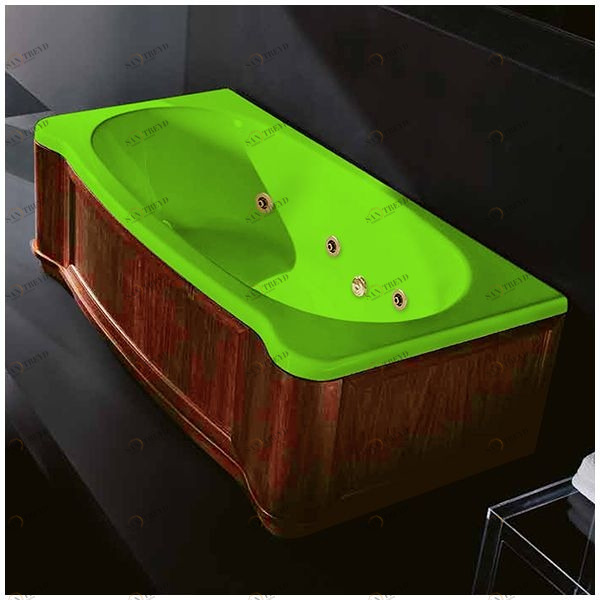 Ванна Gruppo treesse New Classic Young STD-V6747-SX-WO-SZ салатовая с золотой фурнитурой и гидромассажем прямоугольная левая деревянная панель орех STDV6747SXWOSZ