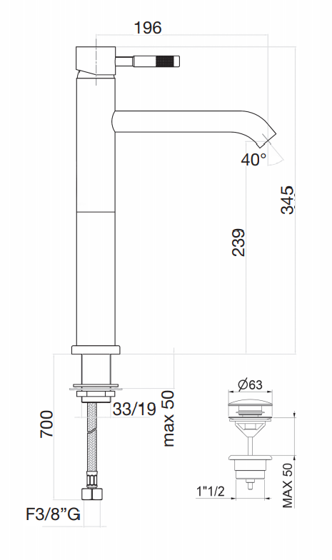 44CR5288 Смеситель для раковины Fiore Xenon - Вид №2
